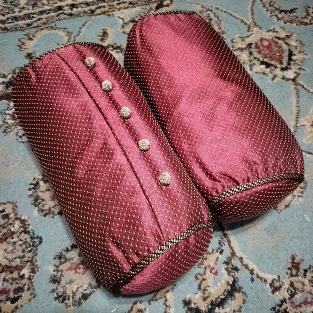 Charter Club Burgundy damask lumbar pillows